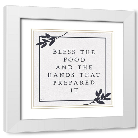 Bless the Food White Modern Wood Framed Art Print with Double Matting by Lux + Me Designs