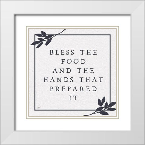 Bless the Food White Modern Wood Framed Art Print with Double Matting by Lux + Me Designs
