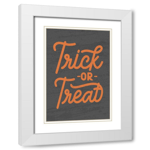 Trick or Treat   White Modern Wood Framed Art Print with Double Matting by Lux + Me Designs