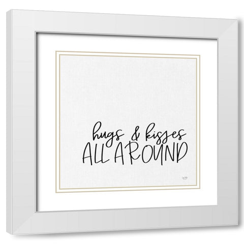 Hugs and Kisses White Modern Wood Framed Art Print with Double Matting by Lux + Me Designs