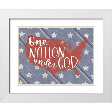 One Nation Under God White Modern Wood Framed Art Print with Double Matting by Lux + Me Designs