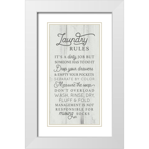 Laundry Rules White Modern Wood Framed Art Print with Double Matting by Lux + Me Designs