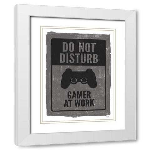 Gamer at Work White Modern Wood Framed Art Print with Double Matting by Lux + Me Designs