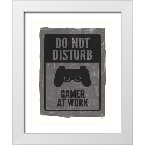 Gamer at Work White Modern Wood Framed Art Print with Double Matting by Lux + Me Designs