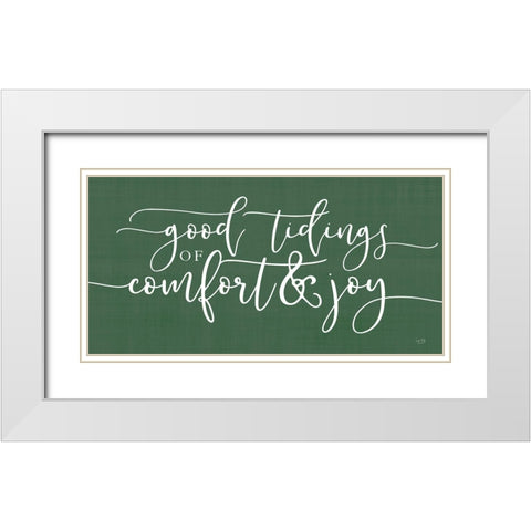 Good Tidings White Modern Wood Framed Art Print with Double Matting by Lux + Me Designs