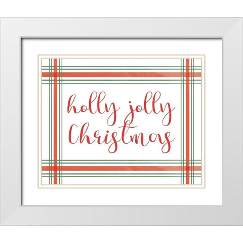 Holly Jolly Christmas White Modern Wood Framed Art Print with Double Matting by Lux + Me Designs