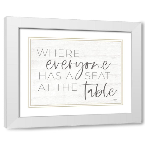 Everyone Has a Seat at the Table White Modern Wood Framed Art Print with Double Matting by Lux + Me Designs
