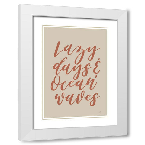 Lazy Days And Ocean Waves White Modern Wood Framed Art Print with Double Matting by Lux + Me Designs