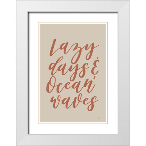 Lazy Days And Ocean Waves White Modern Wood Framed Art Print with Double Matting by Lux + Me Designs