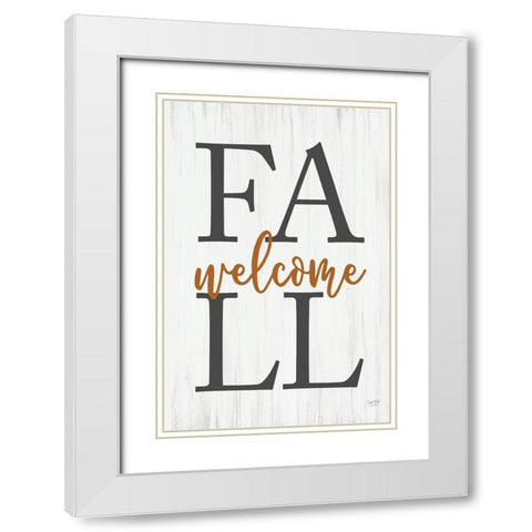 Welcome Fall White Modern Wood Framed Art Print with Double Matting by Lux + Me Designs