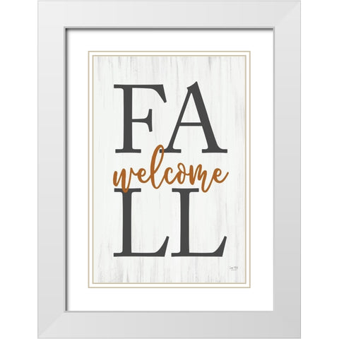 Welcome Fall White Modern Wood Framed Art Print with Double Matting by Lux + Me Designs