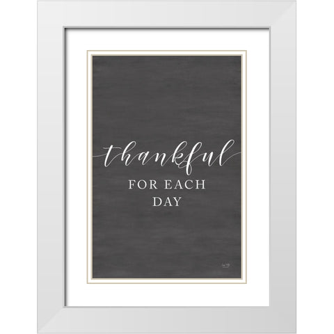 Thankful for Each Day White Modern Wood Framed Art Print with Double Matting by Lux + Me Designs