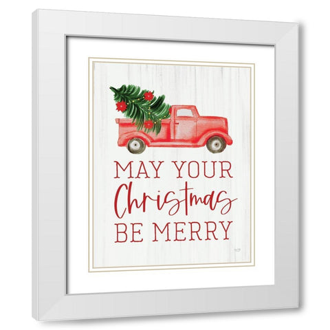 May Your Christmas Be Merry White Modern Wood Framed Art Print with Double Matting by Lux + Me Designs