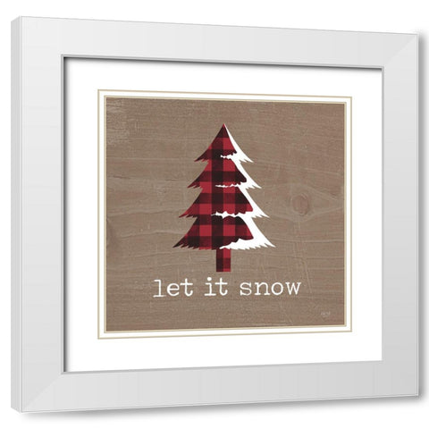 Let It Snow   White Modern Wood Framed Art Print with Double Matting by Lux + Me Designs