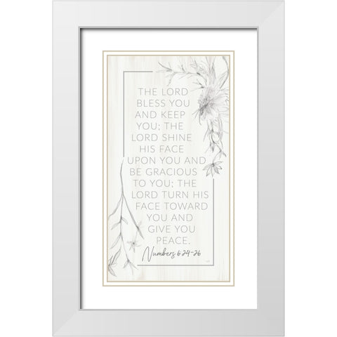 The Lord Bless You White Modern Wood Framed Art Print with Double Matting by Lux + Me Designs