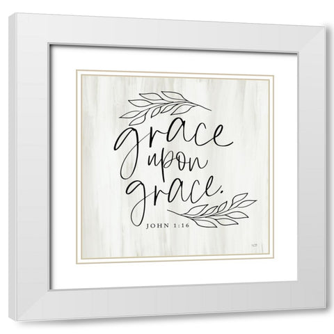 Grace Upon Grace White Modern Wood Framed Art Print with Double Matting by Lux + Me Designs