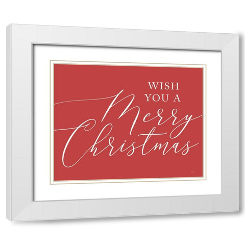 We Wish You a Merry Christmas   White Modern Wood Framed Art Print with Double Matting by Lux + Me Designs