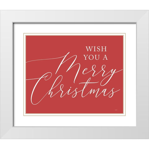 We Wish You a Merry Christmas   White Modern Wood Framed Art Print with Double Matting by Lux + Me Designs