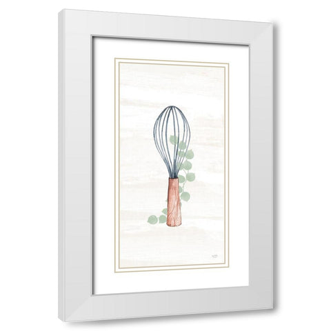 Kitchen Utensils - Wooden Whisk White Modern Wood Framed Art Print with Double Matting by Lux + Me Designs