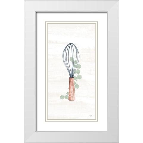 Kitchen Utensils - Wooden Whisk White Modern Wood Framed Art Print with Double Matting by Lux + Me Designs