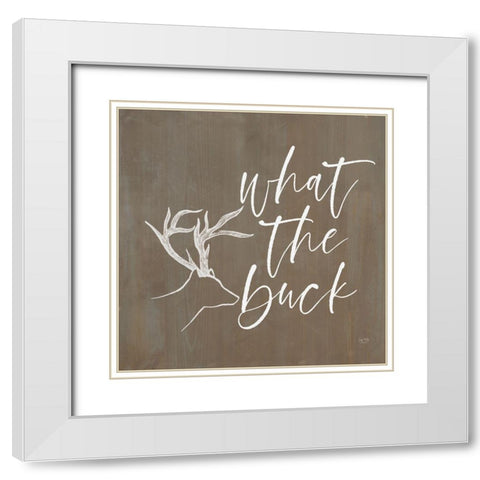 What the Buck White Modern Wood Framed Art Print with Double Matting by Lux + Me Designs