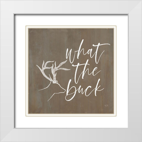 What the Buck White Modern Wood Framed Art Print with Double Matting by Lux + Me Designs