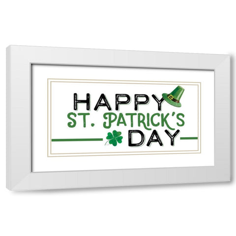 Happy St. Patricks Day White Modern Wood Framed Art Print with Double Matting by Lux + Me Designs