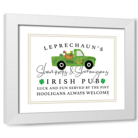 Irish Pub White Modern Wood Framed Art Print with Double Matting by Lux + Me Designs