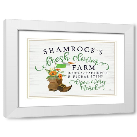 Shamrocks Fresh Clover Farm White Modern Wood Framed Art Print with Double Matting by Lux + Me Designs