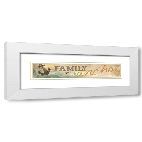 Family is Our Anchor White Modern Wood Framed Art Print with Double Matting by Rae, Marla