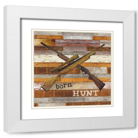 Born to Hunt I White Modern Wood Framed Art Print with Double Matting by Rae, Marla