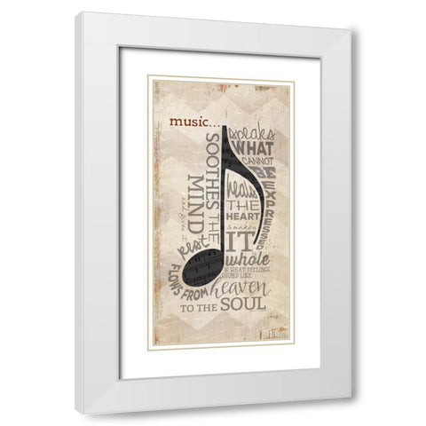 Music White Modern Wood Framed Art Print with Double Matting by Rae, Marla