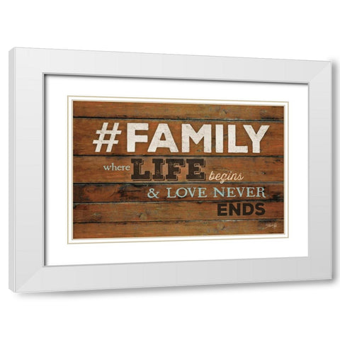 FAMILY - Where Life Begins White Modern Wood Framed Art Print with Double Matting by Rae, Marla