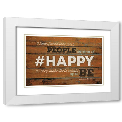 HAPPY White Modern Wood Framed Art Print with Double Matting by Rae, Marla