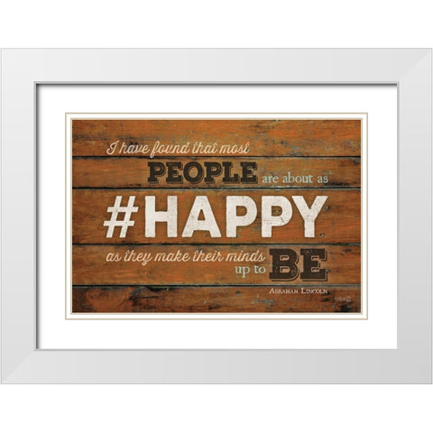 HAPPY White Modern Wood Framed Art Print with Double Matting by Rae, Marla