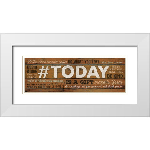 TODAY is a Gift White Modern Wood Framed Art Print with Double Matting by Rae, Marla