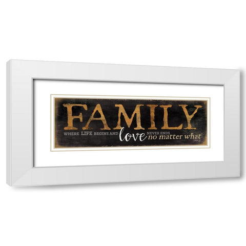 Family - Where Life Begins White Modern Wood Framed Art Print with Double Matting by Rae, Marla