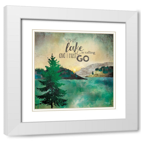 The Lake is Calling White Modern Wood Framed Art Print with Double Matting by Rae, Marla