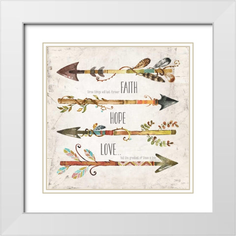 Faith, Hope, Love White Modern Wood Framed Art Print with Double Matting by Rae, Marla
