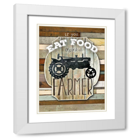 Thank a Farmer White Modern Wood Framed Art Print with Double Matting by Rae, Marla