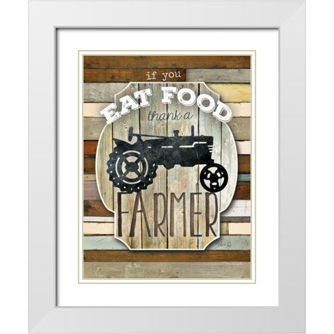 Thank a Farmer White Modern Wood Framed Art Print with Double Matting by Rae, Marla