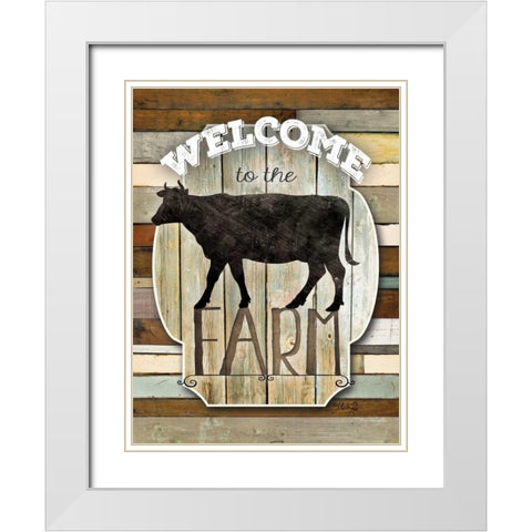 Welcome to the Farm White Modern Wood Framed Art Print with Double Matting by Rae, Marla