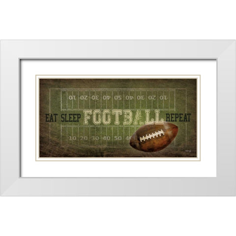 Eat, Sleep, Football, Repeat     White Modern Wood Framed Art Print with Double Matting by Rae, Marla