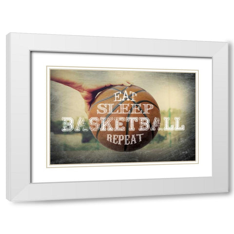 Eat, Sleep, Basketball, Repeat White Modern Wood Framed Art Print with Double Matting by Rae, Marla