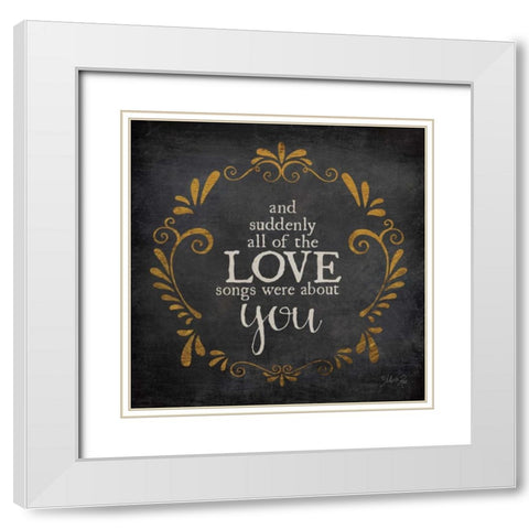 Love Songs White Modern Wood Framed Art Print with Double Matting by Rae, Marla