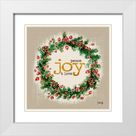Peace, Joy, and Love White Modern Wood Framed Art Print with Double Matting by Rae, Marla
