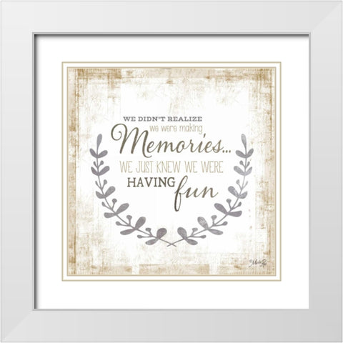 Memories White Modern Wood Framed Art Print with Double Matting by Rae, Marla