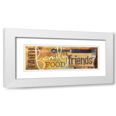 Faith, Family, Food, Friends White Modern Wood Framed Art Print with Double Matting by Rae, Marla