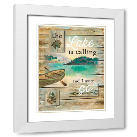 The Lake is Calling White Modern Wood Framed Art Print with Double Matting by Rae, Marla