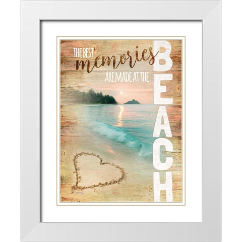 Beach Memories White Modern Wood Framed Art Print with Double Matting by Rae, Marla